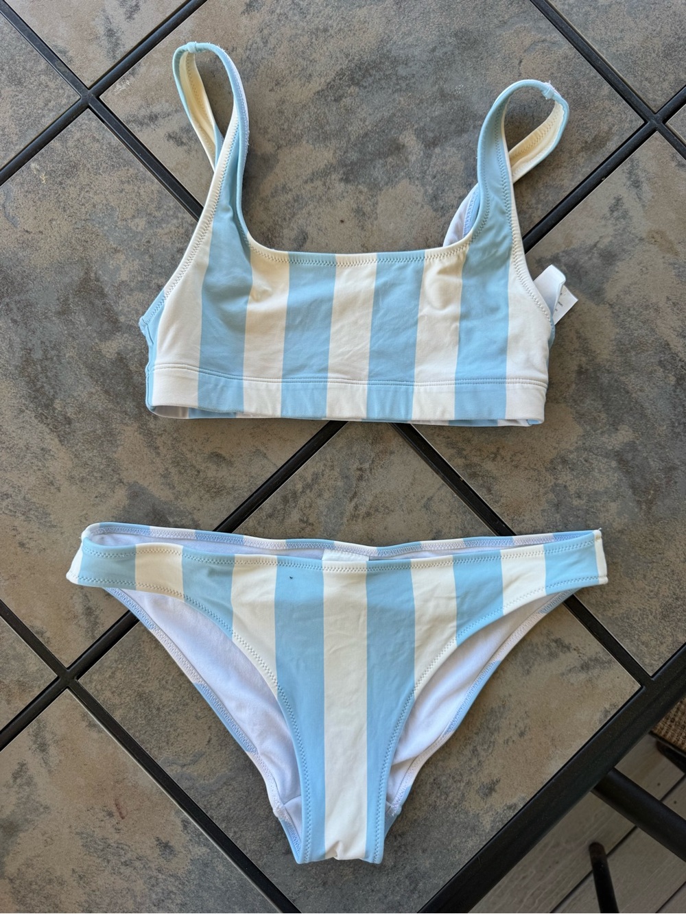 H&M Light Blue & White Striped Women's Bikini Set